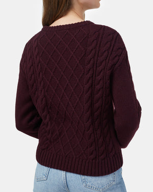 Red Women's Knit Wool Ribbed Jumper