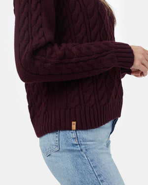 Red Women's Knit Wool Ribbed Jumper