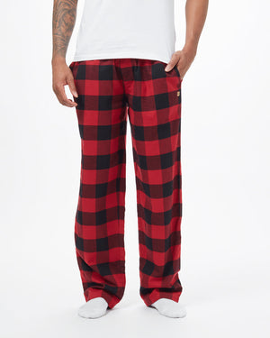 Black,Red Men's Plaid Pajama Pants