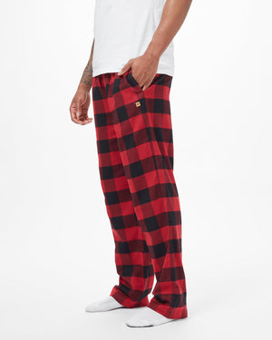 Black,Red Men's Plaid Pajama Pants