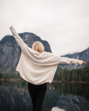 White Women's Organic Cotton Knit Cardigan