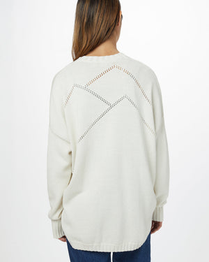 White Women's Organic Cotton Knit Cardigan