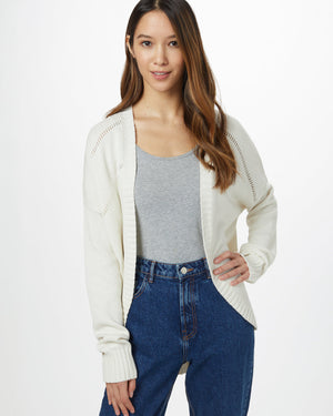 White Women's Organic Cotton Knit Cardigan