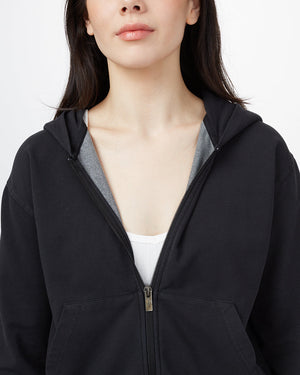 Black Organic Cotton Zip Up