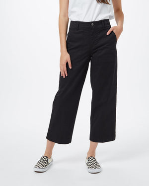 Black Women's Twill Wide Leg Trousers