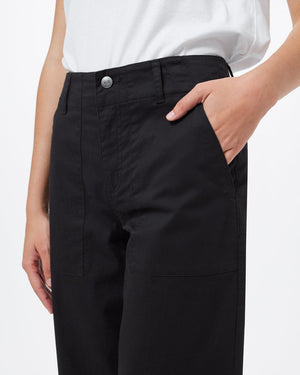 Black Women's Twill Wide Leg Trousers