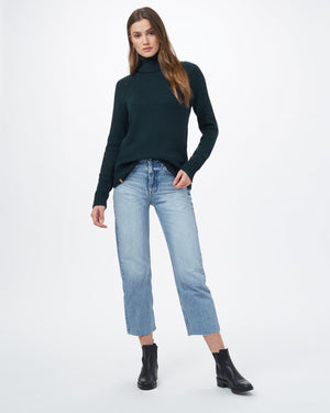 Green Women's Ribbed Wool Turtleneck