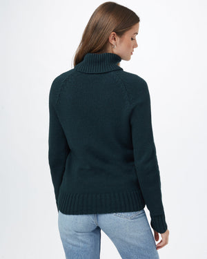 Green Women's Ribbed Wool Turtleneck