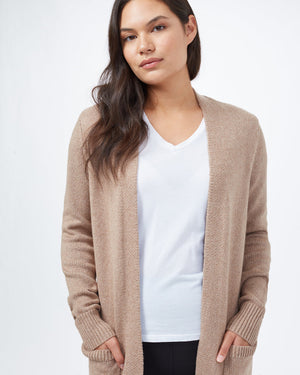 Brown Women's Wool Mid Length Cardigan