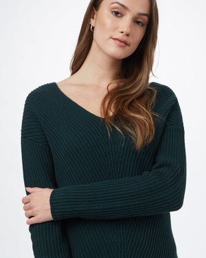 Green Women's Organic Cotton V-Neck Jumper