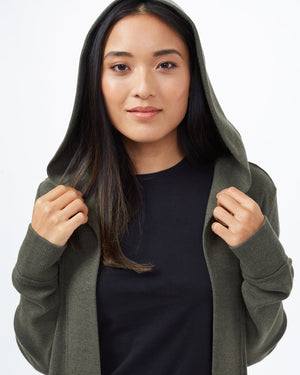 Green Women's Longsleeve Hooded Cardigan