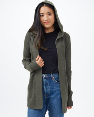 Green Women's Longsleeve Hooded Cardigan