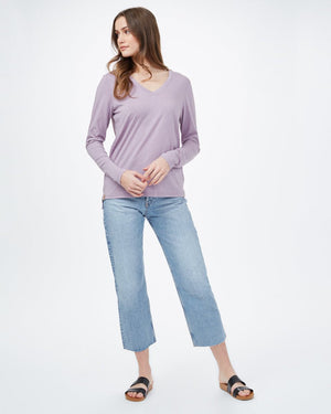 Purple Women's Recycled V-Neck Long Sleeve Top