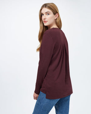 Red Women's Recycled V-Neck Long Sleeve Top