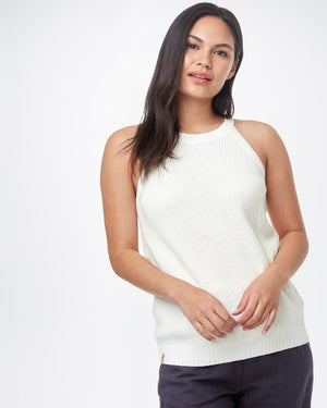 White Women's Knit Halter Neck Top