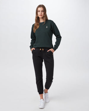 Green Women's Embroidered Crew Neck