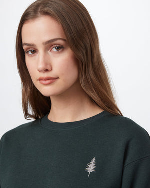 Green Women's Embroidered Crew Neck