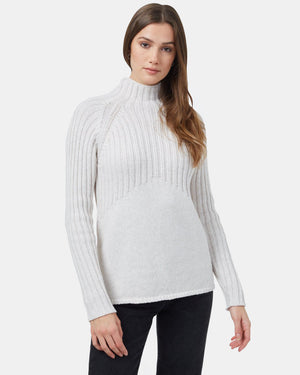 White Womens Mock Neck Knit Jumper