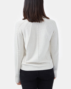 White Women's Knit Wool Ribbed Jumper