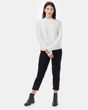 White Women's Knit Wool Ribbed Jumper