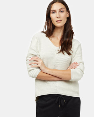 White Women's Organic Cotton V-Neck Jumper