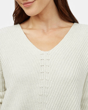 White Women's Organic Cotton V-Neck Jumper