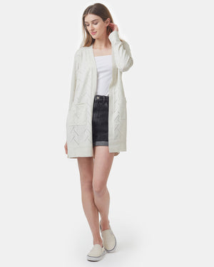 White Women's Organic Knit Cardigan