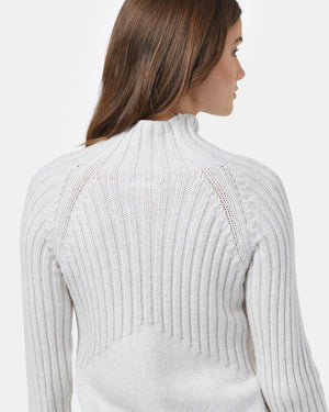 White Womens Mock Neck Knit Jumper