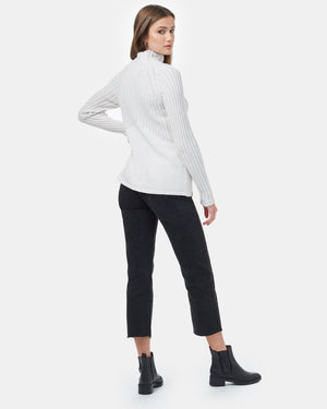 White Womens Mock Neck Knit Jumper