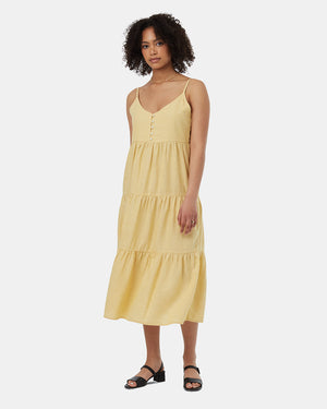 Yellow-Womens-Hemp-Tiered-Cami-Dress