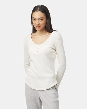 Women's Waffle Knit Button Longsleeve Shirt