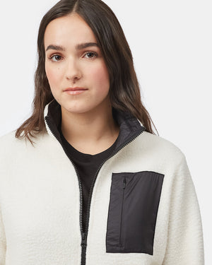 Women's Fleece Sherpa Zip Up_white