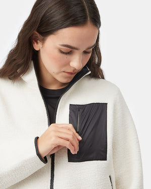 Women's Fleece Sherpa Zip Up_white