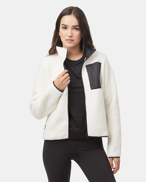 Women's Fleece Sherpa Zip Up_white